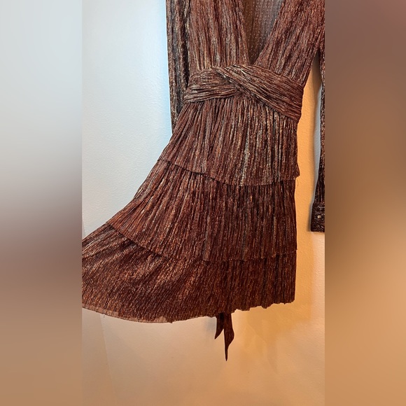 LIKE NEW Sabina Musayev brown metallic tiered dress size small retail $400-$500 - Picture 7 of 13